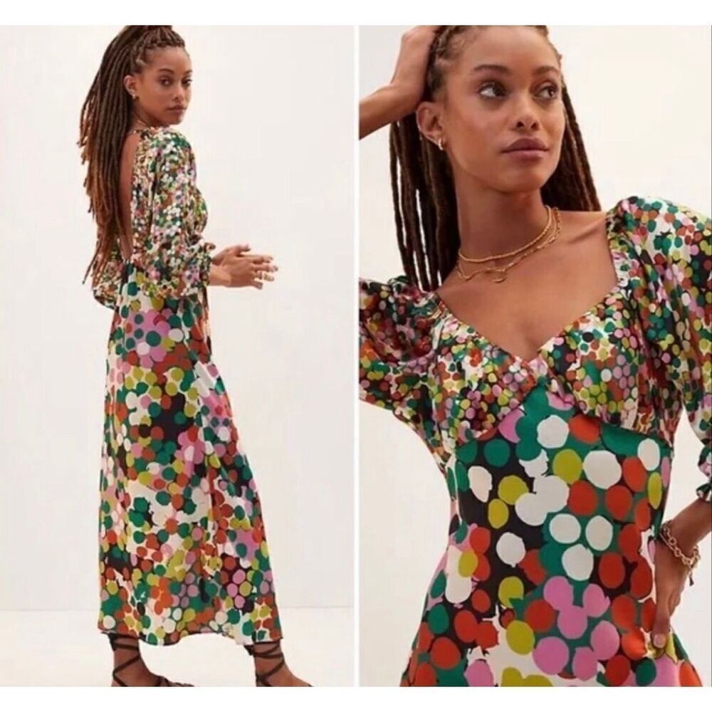 NWT Anthropologie Porridge Floral puff sleeve maxi dress size XS petite By Porri - Picture 5 of 7